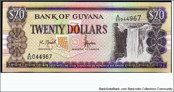 20 Dollars__pk# 30 a__1996-2009__signatures: A. Meredith & B. Jagdeo Banknote