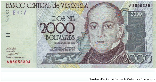  2000 Bolivares Banknote