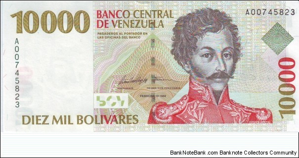  10,000 Bolivares Banknote