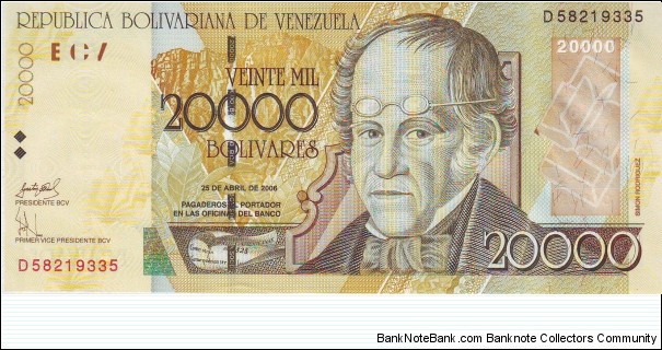  20,000 Bolivares Banknote