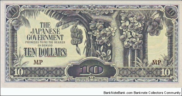 Malaya 10 Dollars (Japanese Occupation) Banknote