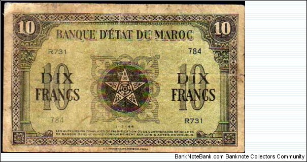 10 Francs__pk# 25__01.03.1944 Banknote