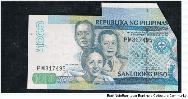 Philippine error Note
Cut error Banknote