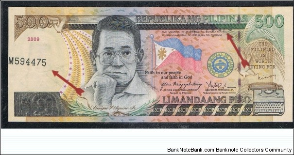 500 Pesos Philippine error note
Misaligned serial number Banknote