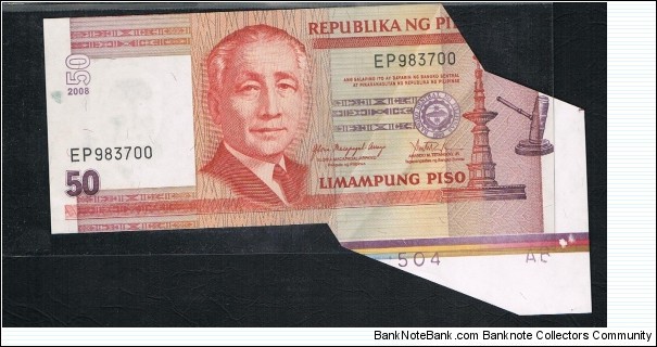 50 Pesos Philippine Banknote Error
Fold error which cost misplaced Serial and excess 