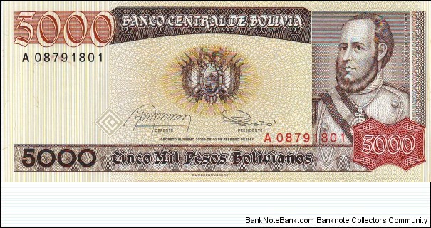  5000 Bolivianos Banknote