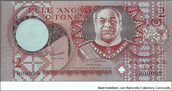 Tonga N.D. 2 Pa'anga.

Radar serial number. Banknote