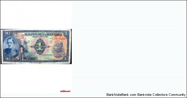  COLOMBIA BANKNOTE 

 1 PESO ORO

BANCO DE LA REPUBLICA

YEAR: 1947

PICK-380e

CONDITION: CIRCULATED 

DATE: 7 de Agosto 1947

PREFIX E 

SERIE R No. E5421642

CAT:222A

SPECIAL SALE
 Banknote