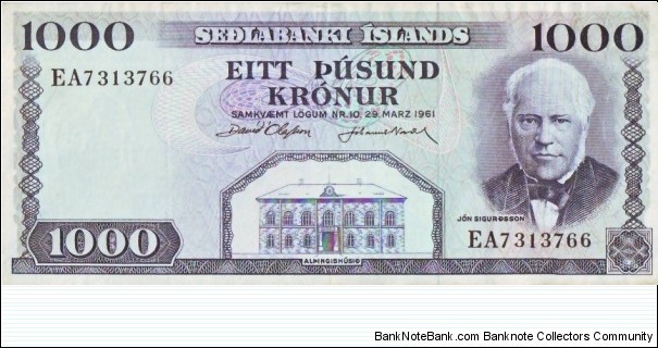 1000 Kronur Banknote