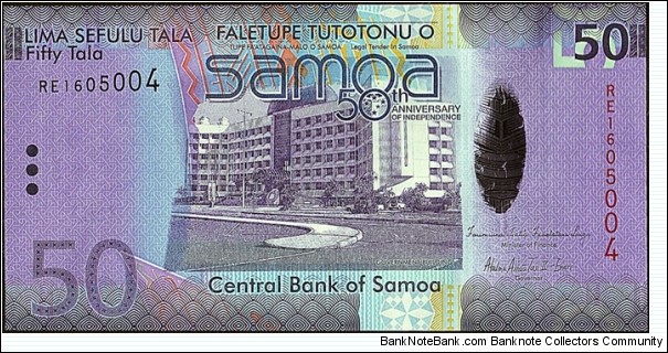 Western Samoa N.D. (2012) 50 Tala.

50 Years of Independence. Banknote