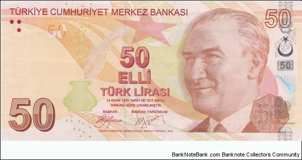 Turkey P225 (50 lira 2009) Banknote