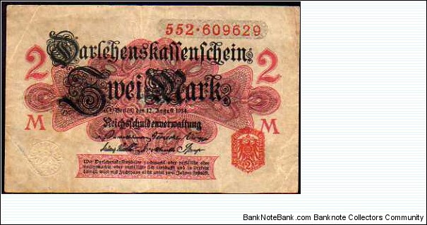 *EMPIRE*__
2 Mark__
pk# 53__
12.08.1914 Banknote