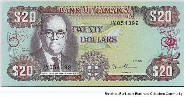 Jamaica 1995 20 Dollars. Banknote