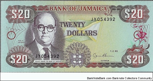 Jamaica 1995 20 Dollars. Banknote