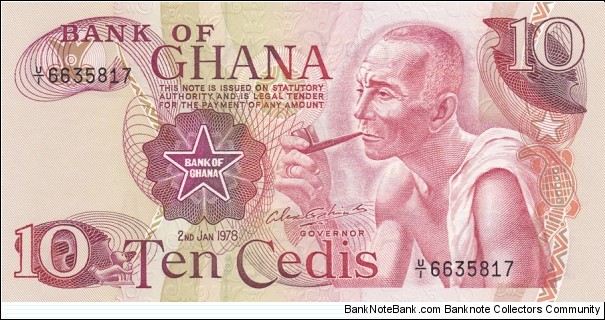 Ghana P16f (10 cedi 2/1-1978) Banknote