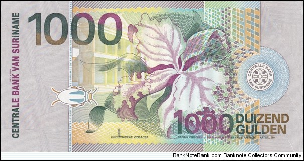 Banknote from Suriname year 2000