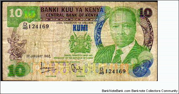 10 Shilingi / Shillings__
pk# 20 b__
01.01.1982 Banknote