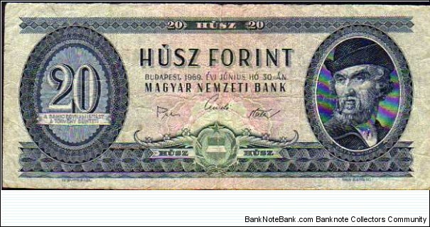 20 Forint__
pk# 169 e__
30.06.1969 Banknote