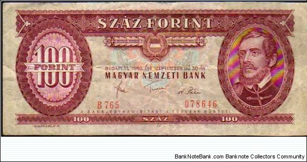 100 Forint__
pk# 171 f__
30.09.1980 Banknote