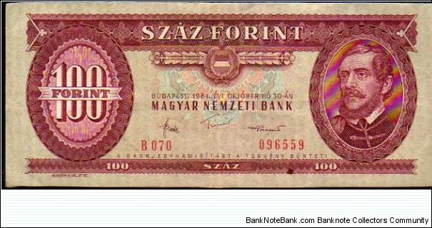 100 Forint__
pk# 171 g__
30.10.1984 Banknote