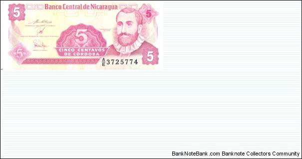 5 Centavos de Cordoba Banknote