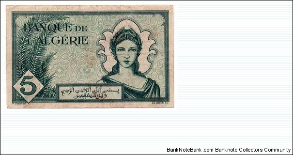 5 fr. Algeria (french) Banknote