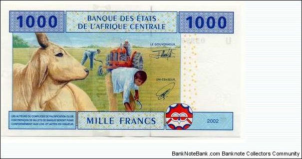 Banknote from Cameroon year 2002