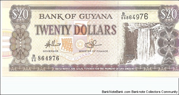 P30g - 20 Dollars
Printer - CBNC
Sign 14
GOVERNOR - Lawrence Williams and MINISTER of FINANCE - Ashni Singh Banknote