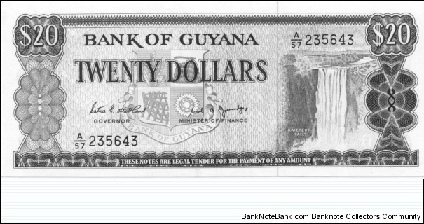 P24g - 20 Dollars
Sign 7
GOVERNOR - Patrick E. Matthews and MINISTER of FINANCE - Carl B. Greenidge Banknote