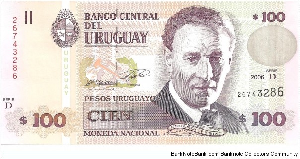P88a - 100 Pesos Uruguayos
Series - D Banknote