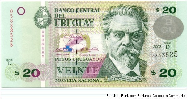 P83b - 20 Pesos Uruguayos 
Series - D Banknote