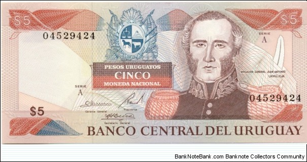 P73Aa - 5 Pesos Uruguayos 
Series - A Banknote