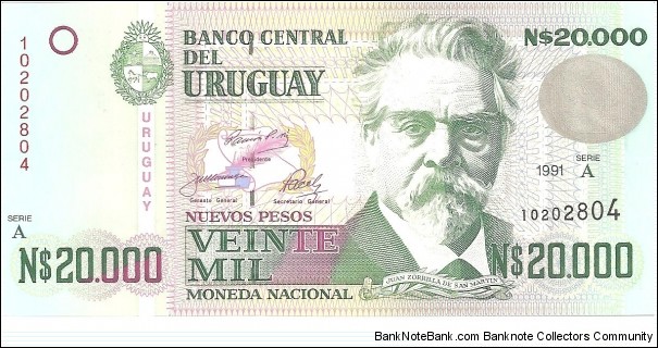 P69a - 20,000 Nuevos Pesos 
Series - A Banknote