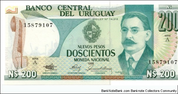 P66a - 200 Nuevos Pesos 
Series - A Banknote
