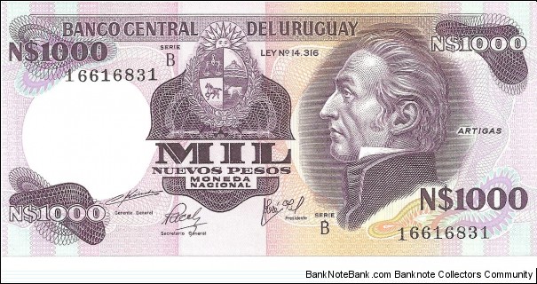 P64b - 1000 Nuevos Pesos 
Series - B Banknote