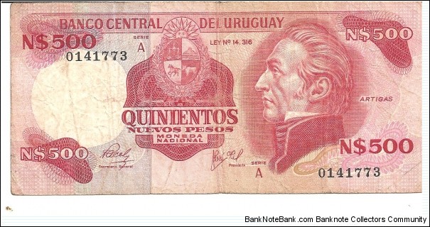 P63a - 500 Nuevos Pesos 
Series - A Banknote