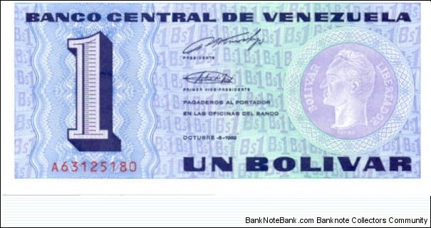 P68a - 1 Bolivar - 05.10.1989 Banknote
