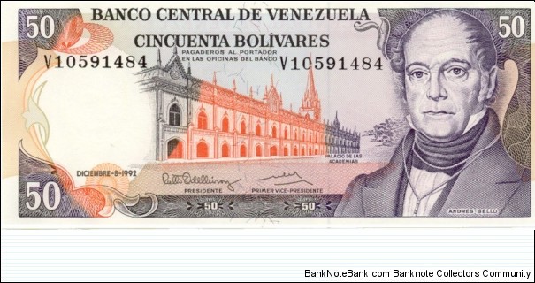 P65d - 50 Bolivares - 08.12.1992 Banknote