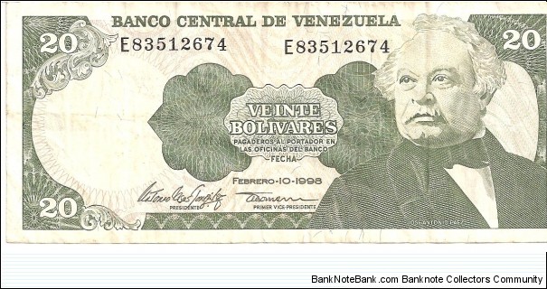 P63f - 20 Bolivares - 10.02.1998 Banknote