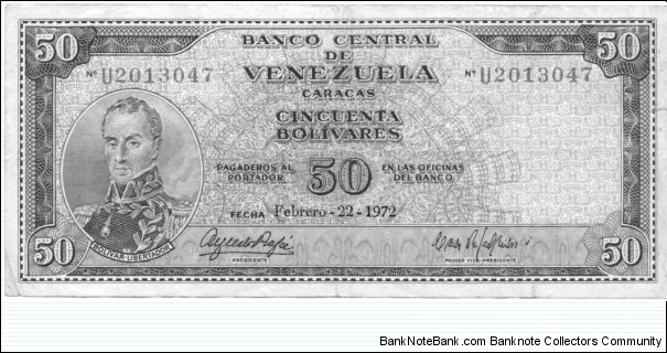 P47g - 50 Bolivares - 22.02.1972 Banknote