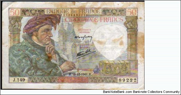 50 Francs__
pk# 93__
18.12.1941 Banknote