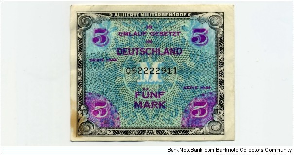 Alliierte Militärbehörde 
052222911 F
american print Banknote