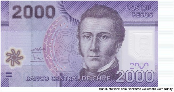 Chile P162 (2000 escudos 2009) (Polymer) Banknote
