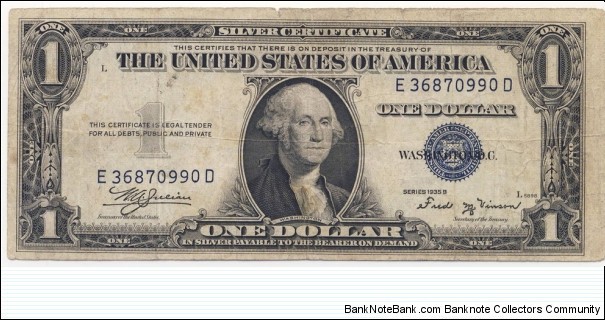 1 Dollar(Silver Certificate 1935B) Banknote