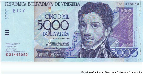  5000 Bolivares Banknote