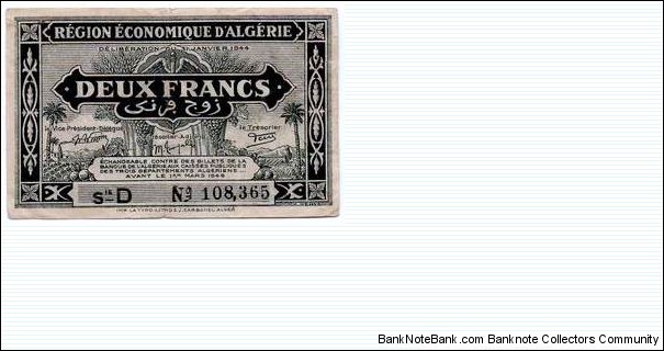 Banknote from Algeria year 1944