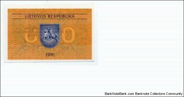 Banknote from Lithuania year 1991