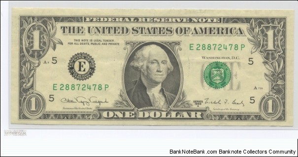 Uniface ONE DOLLAR. Banknote