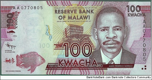 Malawi 2012 100 Kwacha. Banknote