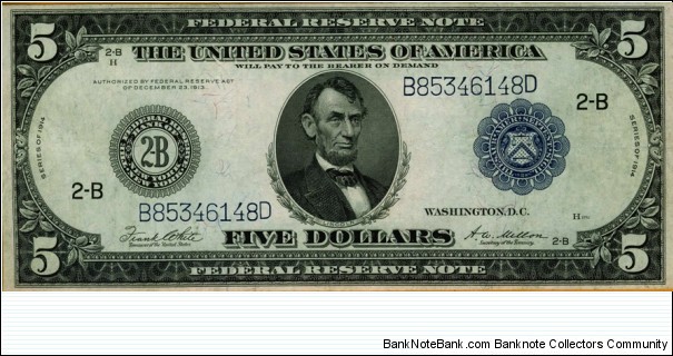 $5 Federal Reserve Note Banknote